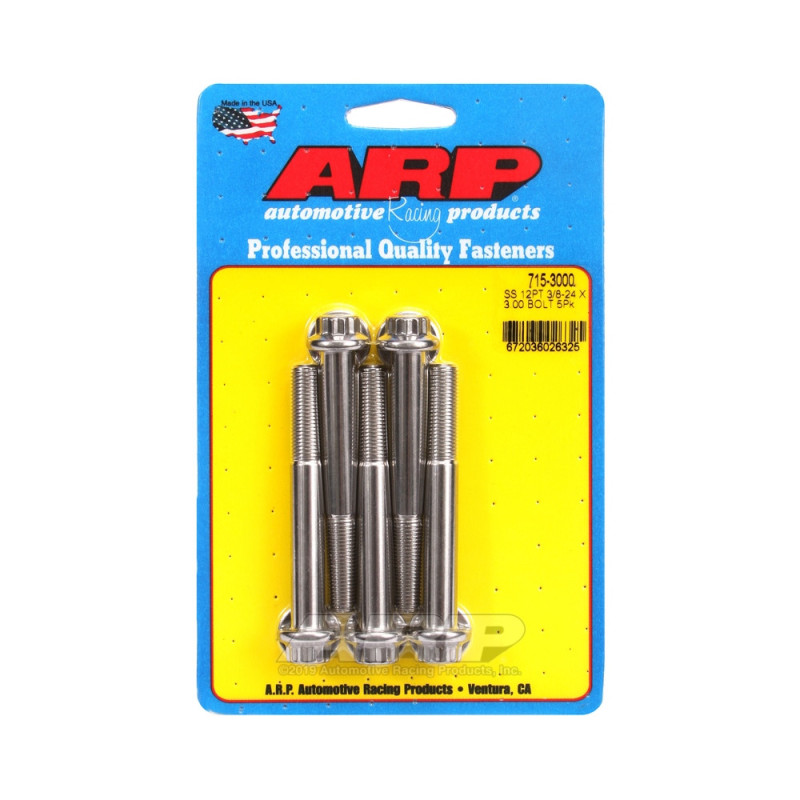 Șuruburi și piulițe universale ARP cu cap STD 3/8-24 – Oțel inoxidabil, 12 puncte x 5 - ARP-715-3000 - 715-3000 - 3666618197999